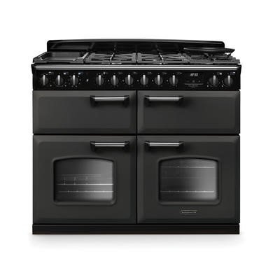 Rangemaster Classic Deluxe 110cm Dual Fuel Range Cooker in Slate with Chrome Trim