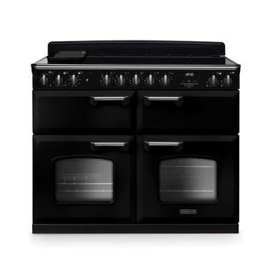Rangemaster Classic Deluxe 110cm Induction Range Cooker in Gloss Black with Chrome Trim
