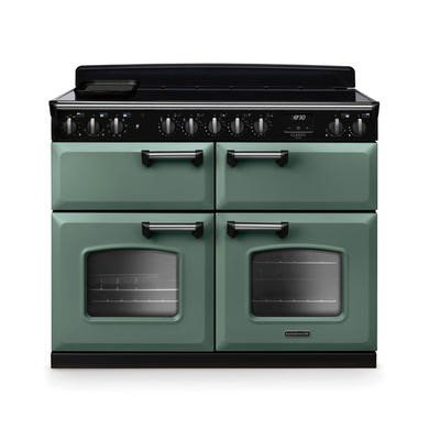 Rangemaster Classic Deluxe 110cm Range Cooker - Mineral Green & Chrome, 5-Zone Induction
