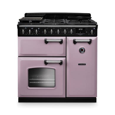 Rangemaster Classic Deluxe 90cm Dual Fuel Range Cooker in Heather with Chrome Trim