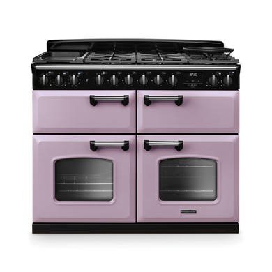 Rangemaster Classic Deluxe 110cm Dual Fuel Range Cooker in Heather with Chrome Trim