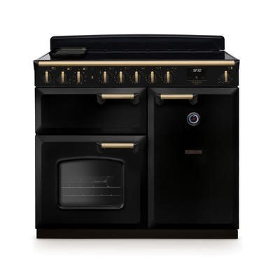 Rangemaster Classic Deluxe 100cm Range Cooker - Black/Antique Brass - 80L Multifunction Oven