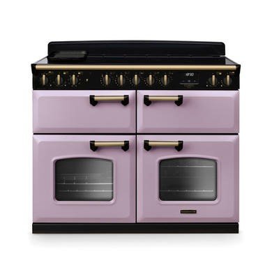 Rangemaster Classic Deluxe 110cm Range Cooker in Heather with Antique Brass Trim