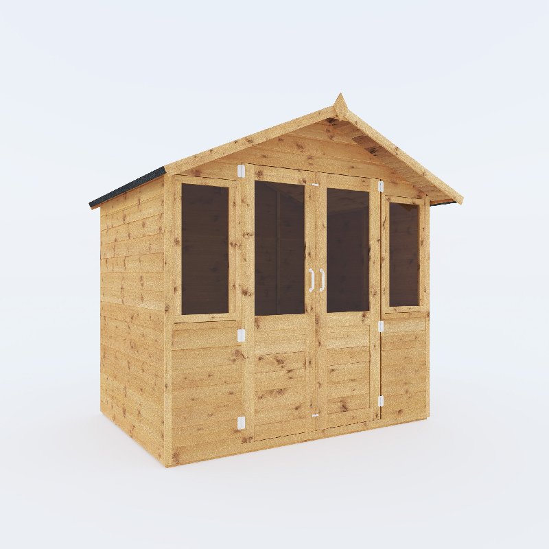 Mercia Wooden Traditional Summerhouse - 7 x 5ft with Double Doors and Fixed Windows