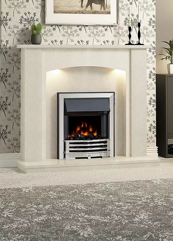 Newland Aspen Chrome 16 Inch Inset Electric Fire with Spacer Frame