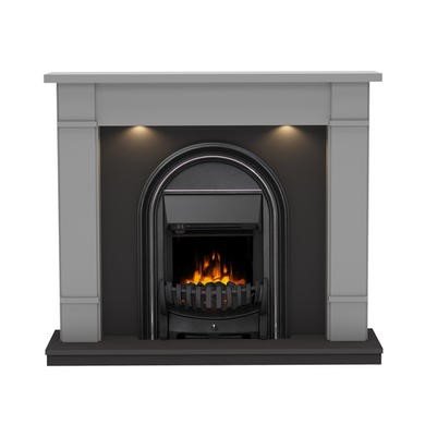 Be Modern Broadwell 48 Inch Dark Grey Freestanding Electric Fireplace Suite with Pebble Bed
