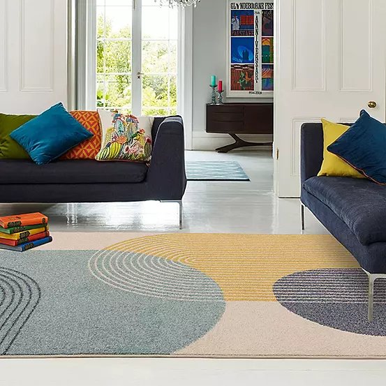 Asiatic Muse Retro Blue Cut Pile Rug - 120x170cm