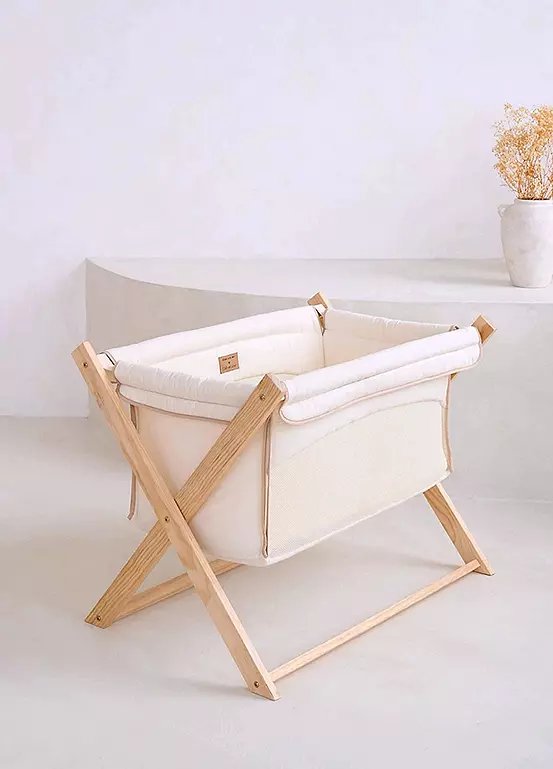Clair de Lune Organic Folding Cream Crib with Bamboo Mattress