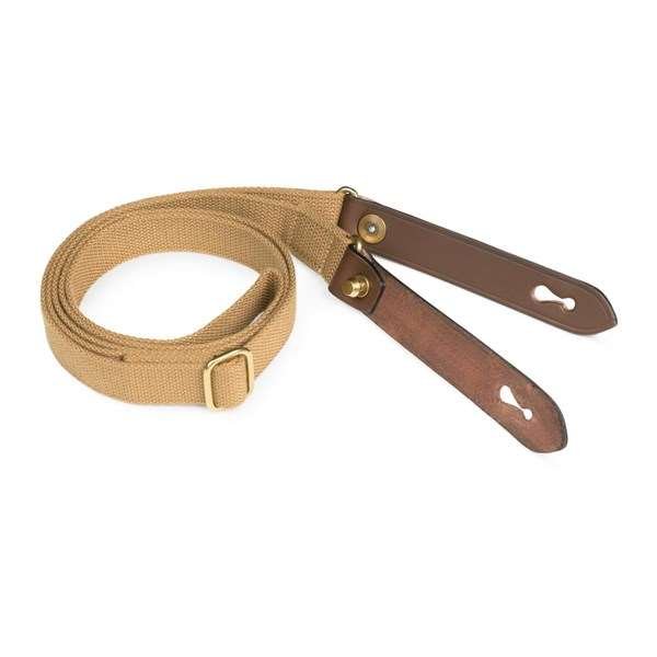 Billingham Stowaway Sling Shoulder Strap - Khaki Webbing with Chocolate Leather