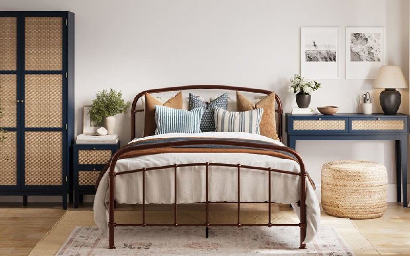 LPD Halston Metal Bed Frame, Single Size, Copper Finish