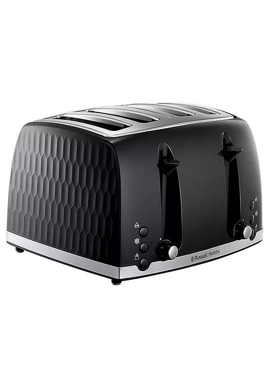 Russell Hobbs Honeycomb 26071 Black 4-Slice Toaster with Extra Wide Slots