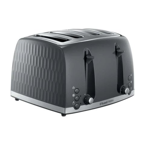 Russell Hobbs Honeycomb 4 Slice Toaster in Grey, Model 26073