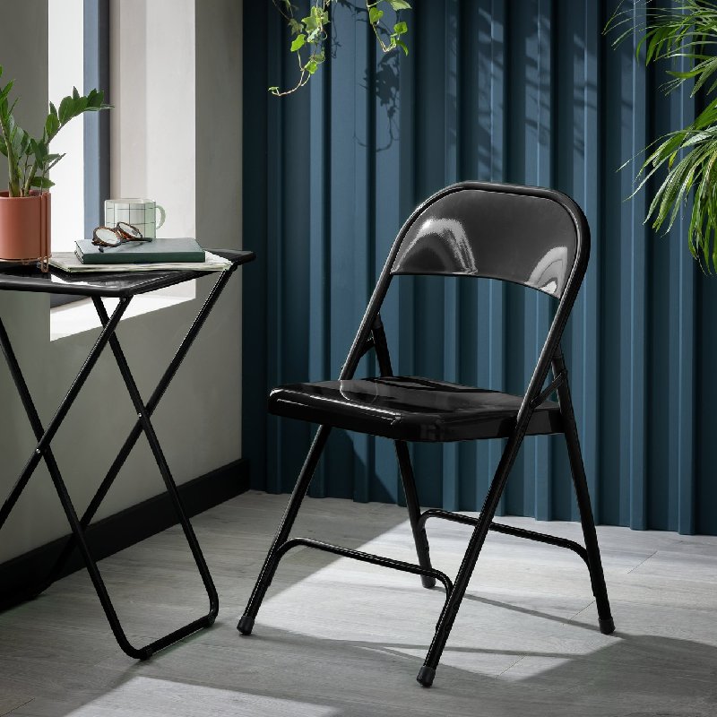 Habitat Macadam Metal Folding Chair in Black