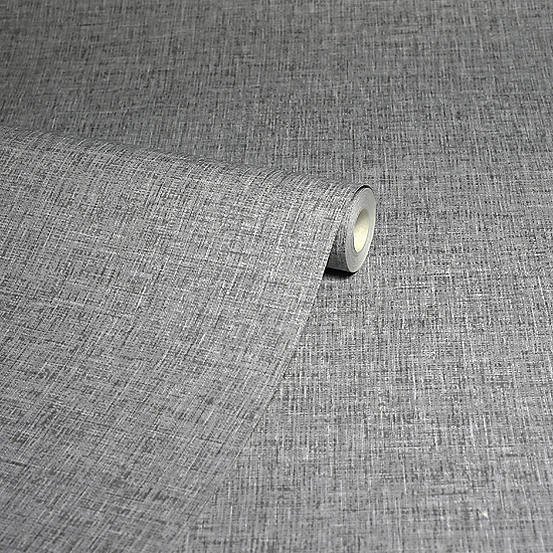 Arthouse Linen Texture Mid Grey Wallpaper 676007