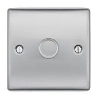 BG Nexus Metal Single Wall Dimmer Switch 2 Way Brushed Steel