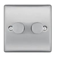 BG Nexus Metal Double Wall Dimmer Switch 2 Way Brushed Steel