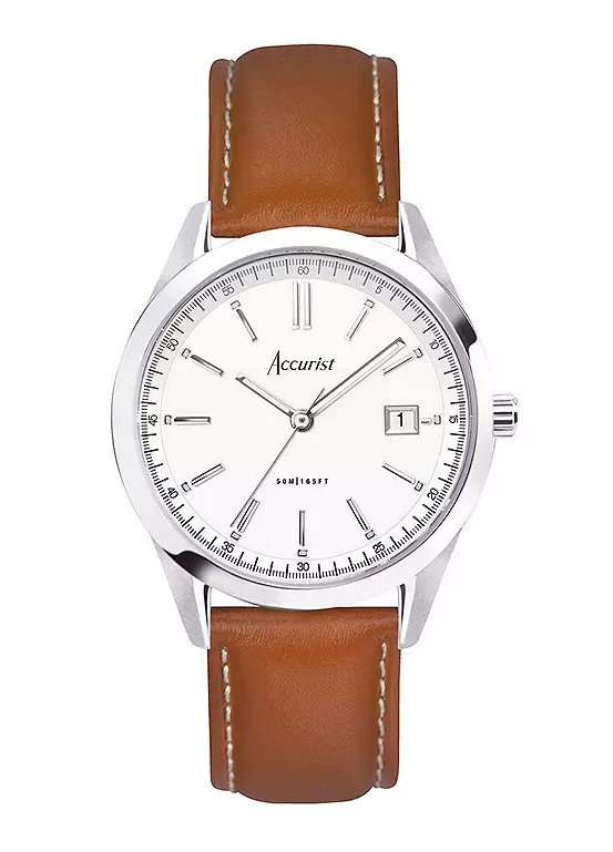Accurist Men's Everyday 40mm Watch with Brown Leather Strap