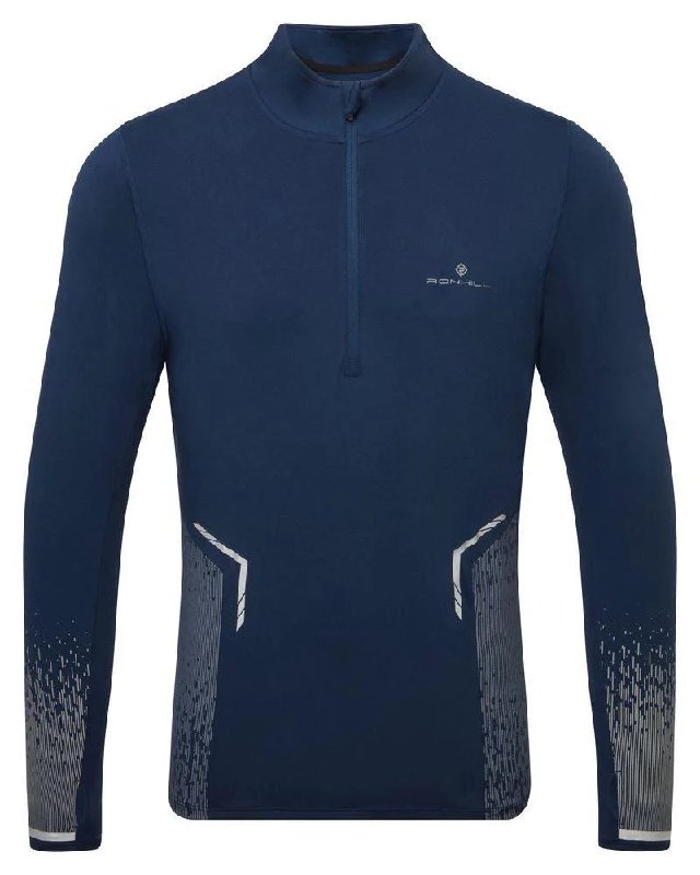 Ronhill Tech Reflect Half Zip Long Sleeve Men's Running Top - Dark Navy Reflect