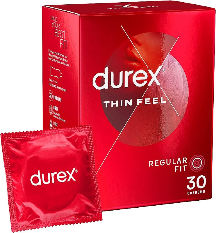 Durex Thin Feel Latex Condoms Regular Size Pack of 30