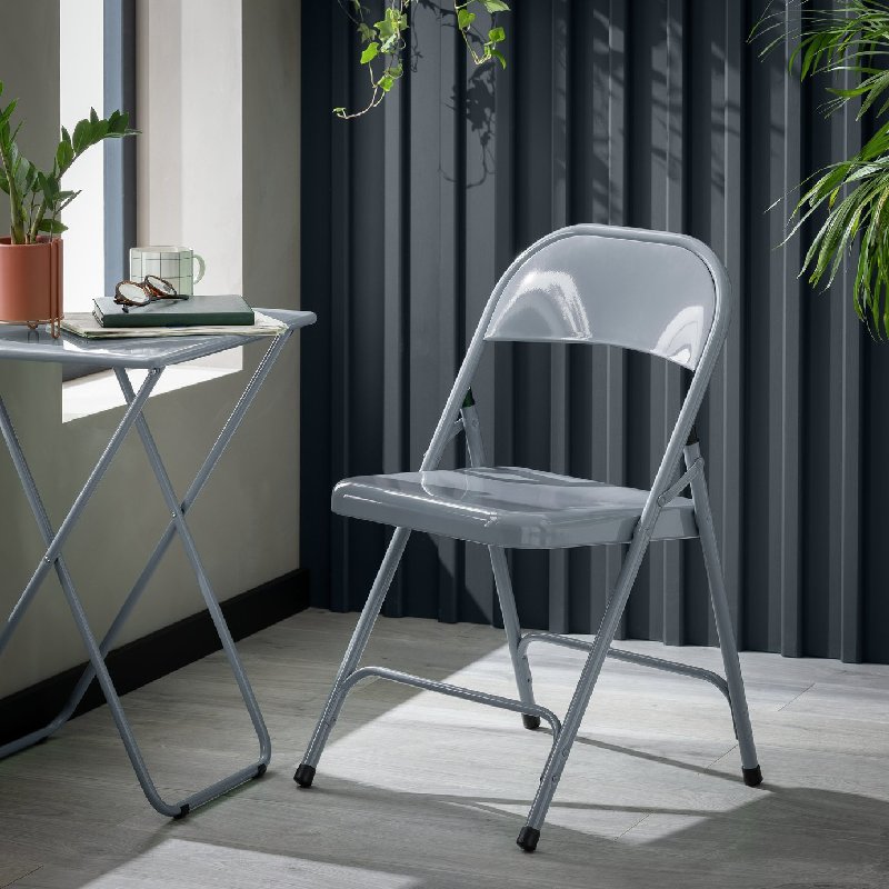 Habitat Macadam Metal Folding Chair in Grey