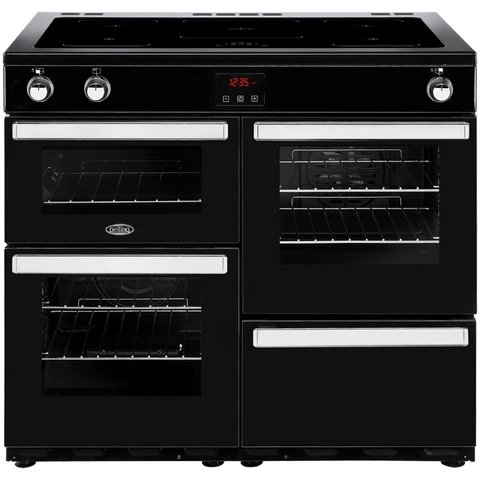 Belling Cookcentre 100Ei Black 100cm Induction Range Cooker with 161L Capacity