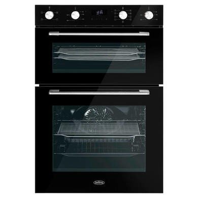 Belling ComfortCook Built-In Electric Double Oven - Black, 72L Main & 38L Top, Catalytic Cleaning