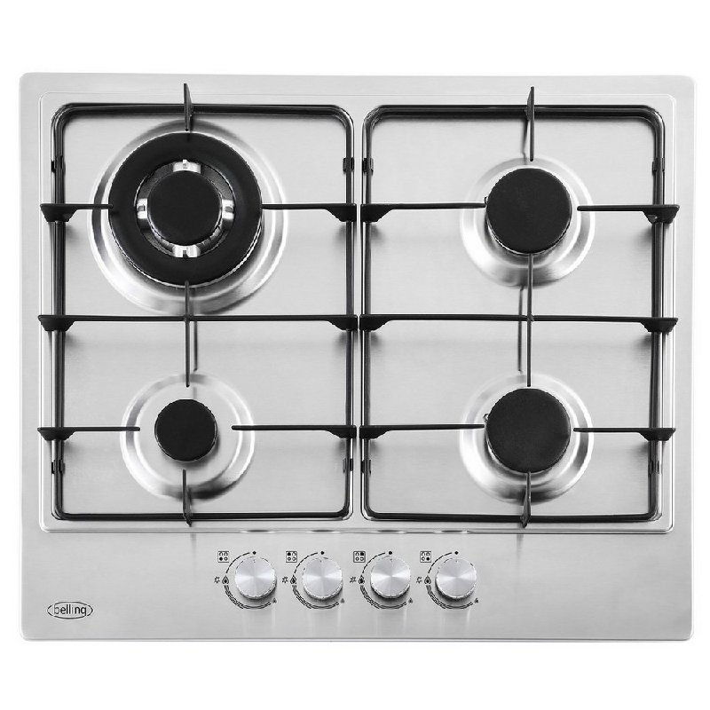 Belling GHU603RI 60cm Stainless Steel 4 Burner Gas Hob with 3.6kW Wok Burner