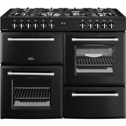 Belling RCA Farmhouse 110DF Dual Fuel Range Cooker - 110cm Black - 199L Capacity