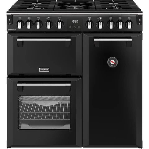 Stoves Richmond 90cm Dual Fuel Range Cooker in Black, Model RCA RICH 90DF BLK