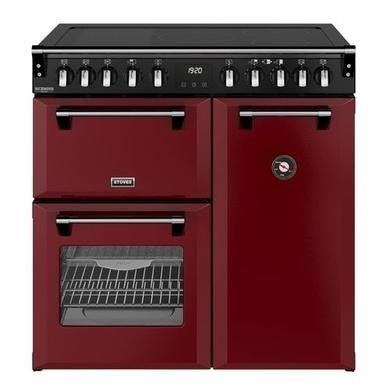 Stoves Deluxe 90cm Induction Range Cooker in Red with Quad Oven and AirFry