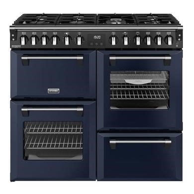 Stoves Richmond Deluxe 100cm Dual Fuel Range Cooker with Quad Oven, 7 Burner Hob and AirFry - Blue
