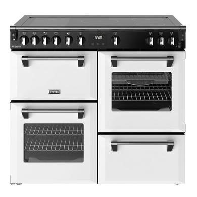 Stoves Deluxe 100cm Induction Range Cooker in White with Quad Oven and AirFry