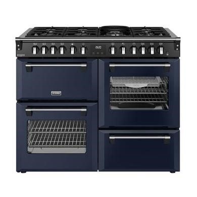 Stoves Richmond Deluxe 110cm Dual Fuel Range Cooker in Blue - 196L Quad Oven with 7-Burner Hob