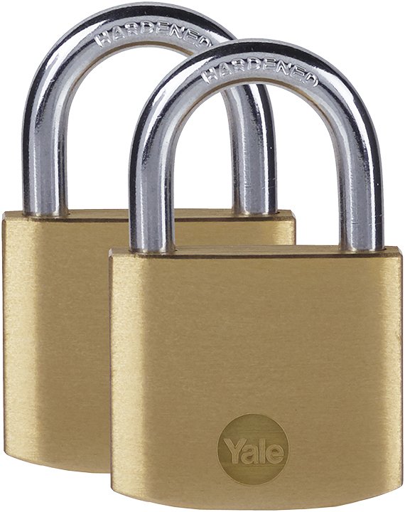 Yale Y110B Brass Padlock 40mm Pack of 2