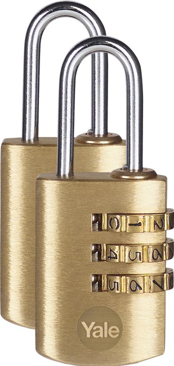 Yale Y150B 22mm Brass Combination Padlock Twin Pack (2 Pack)