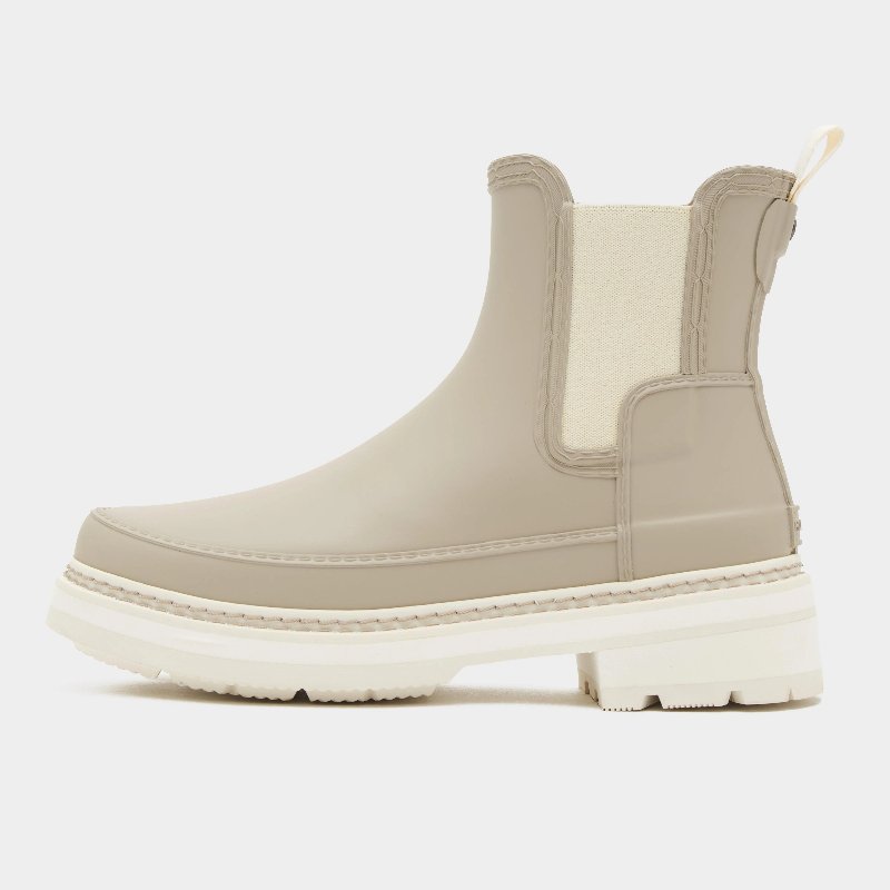 Hunter Women's Refined Stitch Detail Chelsea Wellington Boots in Skimming Stone