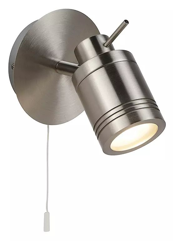 Searchlight Matson IP44 Rated Satin Silver Bathroom Spotlight with Pull Cord
