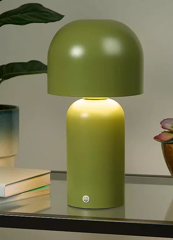 Searchlight Portable LED Mushroom Table Lamp in Olive