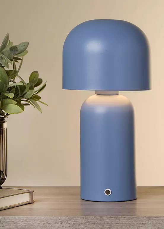 Searchlight Portable LED Mushroom Table Lamp in Blue