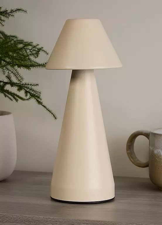 Searchlight Rechargeable Cream Cone Table Lamp with USB-C Charging