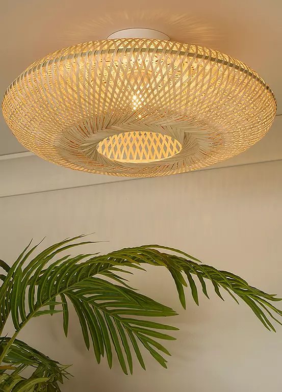 Searchlight Belle Bamboo Flush Ceiling Light, 50cm