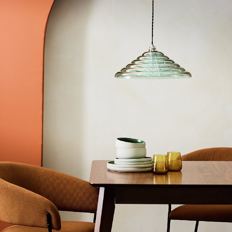 Habitat Ringo Glass Green Easy Fit Lampshade - 40cm Diameter