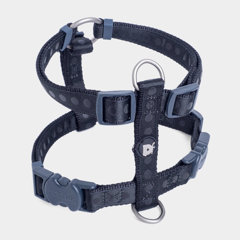 Petface Tonal Dots Dog Harness in Black, Large Size for 56-80cm Chest