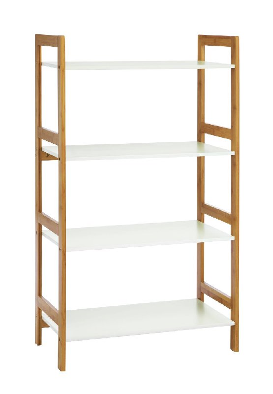 Habitat Drew Bamboo Shelving Unit - White, 4 Fixed Shelves, 110cm High