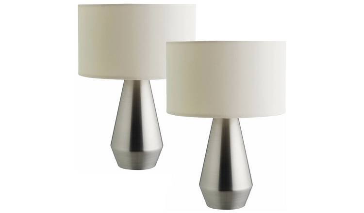 Habitat Maya Pair of Touch Table Lamps in Silver & Cream