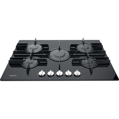 Hotpoint FTGHG751DHBK 75cm 5 Burner Gas Hob with Vertical Flame in Black