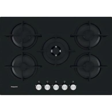 Hotpoint HGS72SBK 73cm 5 Burner Gas on Glass Hob in Black
