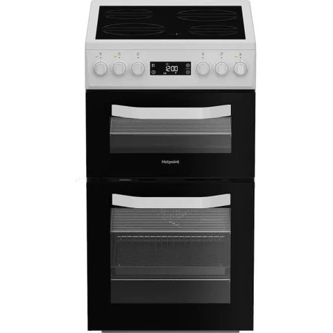 Hotpoint HDE5VDCW 50cm White Double Oven Electric Cooker with Ceramic Hob