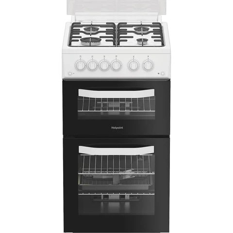 Hotpoint HDG5GCW 50cm White Gas Double Cooker with 59L Main Oven