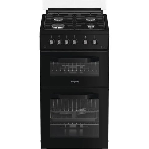 Hotpoint HDG5GCB Black 50cm Gas Double Cooker with 59L Main Oven